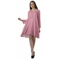 thumbnail image 3 of Moomaya Rayon Flared Dress For Womens Long Sleeve Printed V-Neck Casual Beach Dress For Girls, 3 of 7