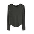 thumbnail image 2 of biudgviw Womens Plus Size Tops for Fall Winter Casual Crew Neck Long Sleeve Shirts Comfy Soft Curved Hem Basic Tees Classic Outfits, 2 of 2