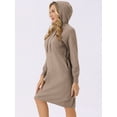 thumbnail image 2 of DARING DIVA Pullover Sweatshirt Long Sleeve Hoodie Dress with Pockets L Deep Khaki, 2 of 6