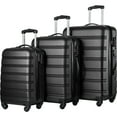 thumbnail image 3 of 3 Piece Luggage Set, 20"/24"/28" Hardside Suitcase with TSA Lock & Spinner Wheels, Expandable Lightweight Case Luggage, Black, 3 of 8