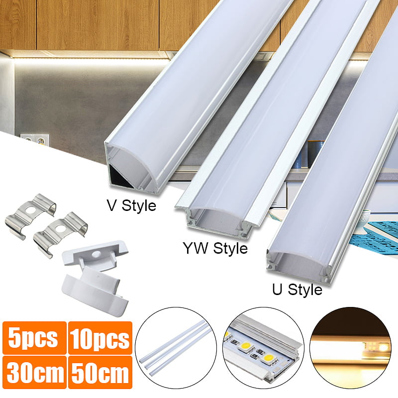 V-Shape Led Aluminum Channel 10-Pack With Milky White Pc Cover For Strip Lights 