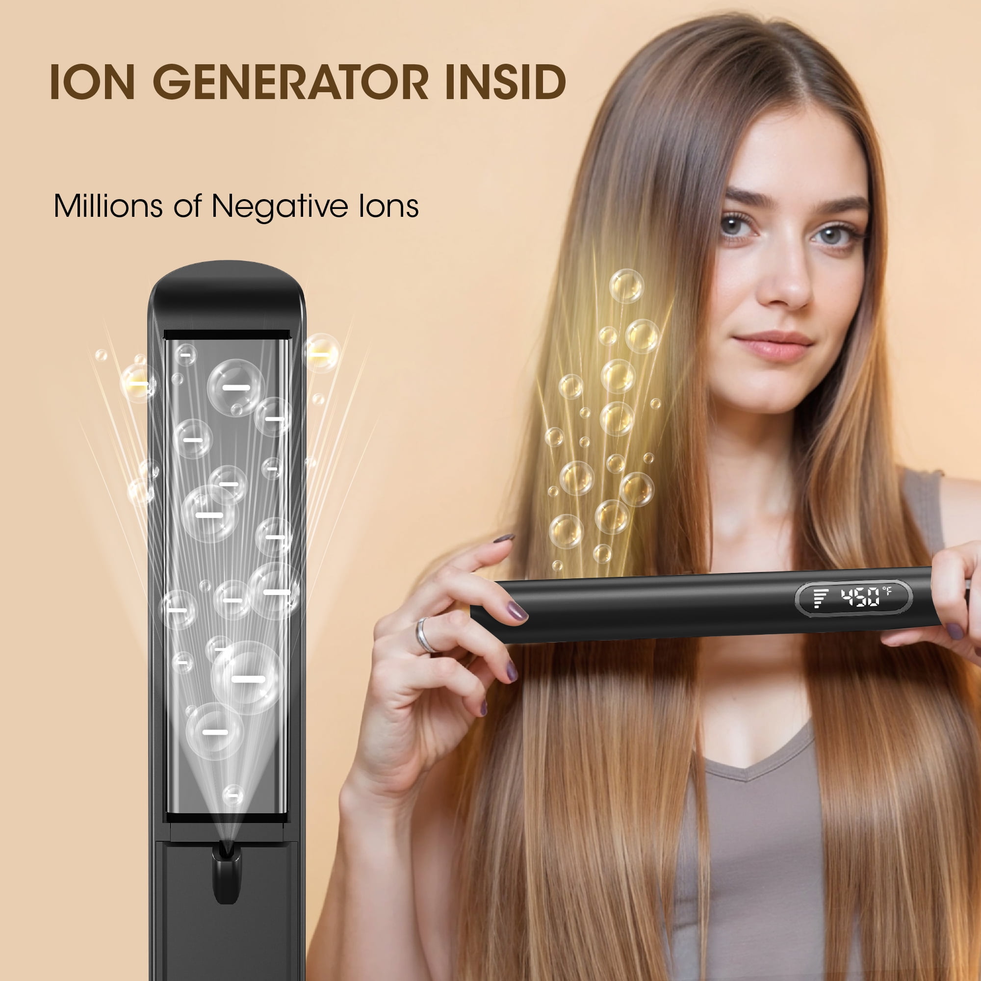 SKIMI Hair Straightener, 1 inch Flat Iron Curling, Curling Iron Ceramic, Dual Voltage, Black