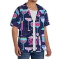 thumbnail image 2 of Fotbe Wine Glasses And Cocktails Camisa Estampada de Manga Corta para Hombre, Casual de Verano, Estilo Playero, Sin Arrugas-Small, 2 of 5