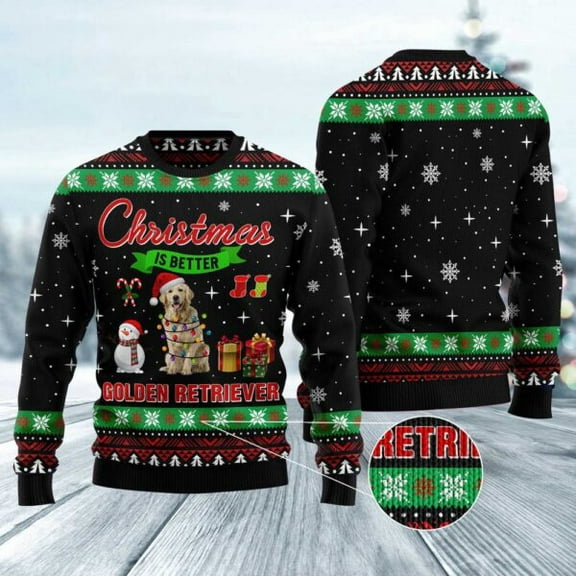 Christmas Is Better With Golden Retriever Ugly Christmas Sweater, Christmas Sweater, Ugly Sweater, Funny Xmas Sweaters