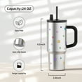 thumbnail image 4 of 24 OZ Tumbler with Lid and Straw, Stainless Steel Water Bottle with Handle Leak Proof, Resuable Insulated Coffee Travel Mug with Lid Spill Proof Cup for Women, Silver, 4 of 4