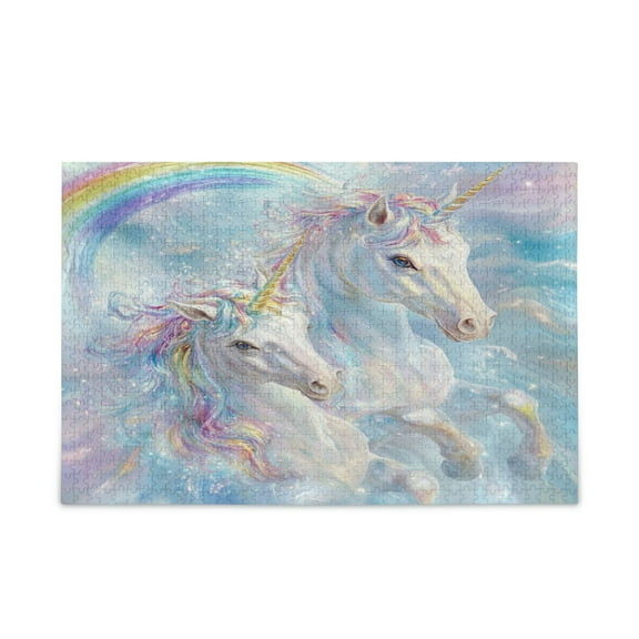 WOBOGO Rainbow Unicorns Puzzle Challenge 500 Piece Jigsaw Suitable for Game Night Finished Size 20.5 x 14.9in