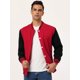 thumbnail image 2 of Chaqueta de béisbol Varsity Unique Bargains para hombre bloque de color uniforme escolar chaquetas de bombardero Letterman rojo medio negro, 2 of 5