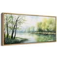 thumbnail image 4 of IDEA4WALL Extra Large Framed Canvas Print Wall Art Spring Awakening Gentle River Landscape Pastoral Scene with Blossoming Trees Antique Retro Fine Art Watercolor Decorative for Rooms Decor - 60"x30", 4 of 5