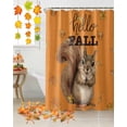 thumbnail image 3 of Fall Thanksgiving Shower Curtain Set ，Waterproof Fabric Shower Curtains Cute Squirrel Pumpkin Fall Leaves Orange Shower Curtains for Bathroom,Bathroom Decor 72"x78", 3 of 7