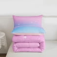 thumbnail image 6 of jejeloiu Glitter Print Star Gradient Full Size Comforter Sets Kids,Pink Blue Magical Sky Pattern Bedding Sets For Girls,Reversible,3-Piece, 6 of 8