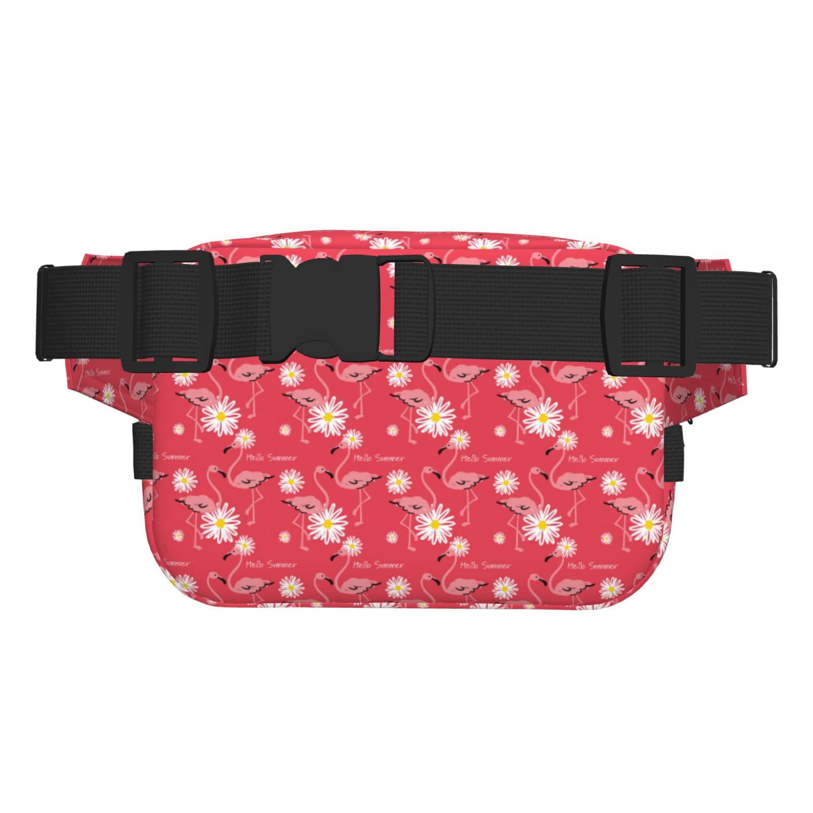 Picia Hello Summer Flamingo Print Square Double-Layer Waist Bag Mini Adjustable Waist Belt Bag Exercise Running Travel Hiking
