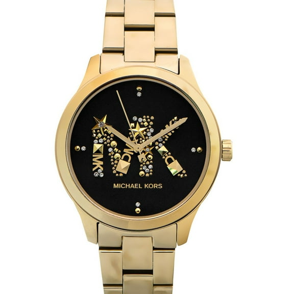 Michael Kors Runway Quartz Black Dial Stainless Steel Ladies Watch MK6682