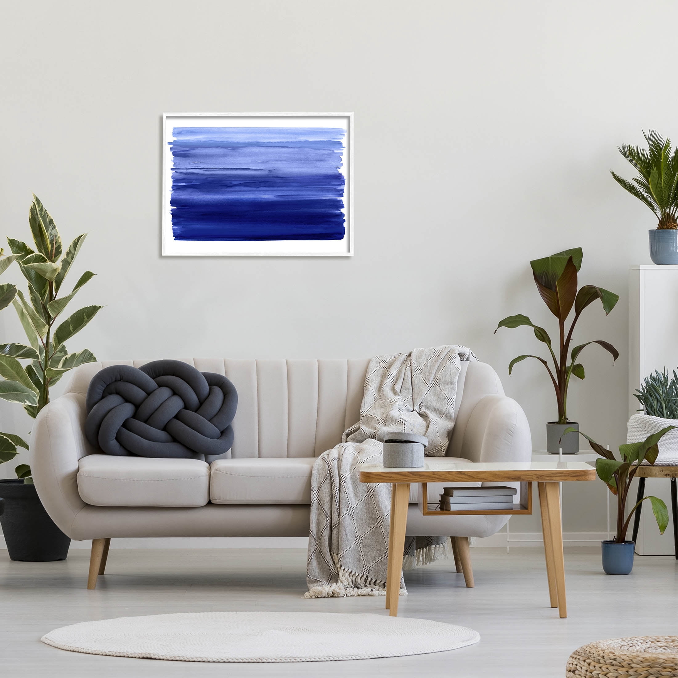 Stupell Industries Brushed Blue Gradient Form Graphic Art White Framed Art Print Wall Art, Design by Allie Corbin