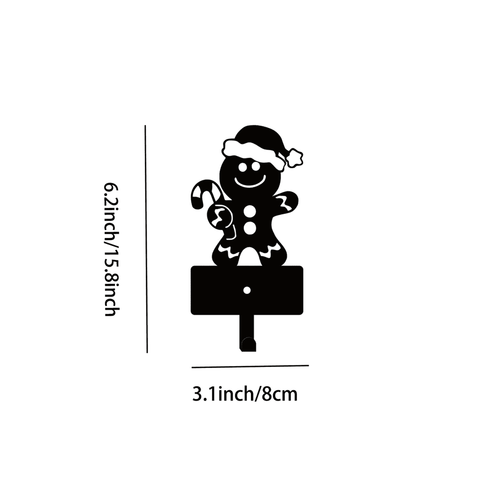 5 Hook Gingerbread Man Key Holder Wall Mount Christmas Home Decor Key Organizer