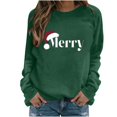 thumbnail image 2 of Nmnitkp Sweatshirt for Women Christmas Printed Comfortable Long Sleeve Round Neck Ladies Sweatshirt Blouse Green,L, 2 of 5