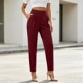 thumbnail image 6 of Women's Soft Fabric Loose Fit Long Pants, Elastic Waist Drawstring with Pockets, Casual Outdoor Walking Lounge Pants, Womens | VerBelle,Wine L, 6 of 9