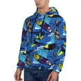 thumbnail image 3 of Pofeuu Hawaiian Style Print Mens Casual Hooded Collar Drawstring Hoodies Pullover Sweatshirts Casual Long Sleeve Shirts-X-Large, 3 of 7