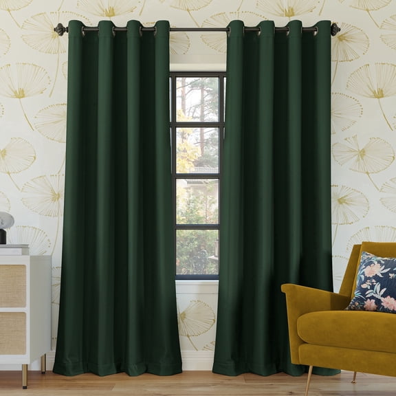 Sun Zero Oslo 2-pack Theater Grade Extreme 100% Blackout Grommet Curtain Panel Pair, 52"W x 108"L, Evergreen