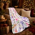 thumbnail image 3 of Hummingbirds Among Colorful Garden Flowers, Cozy Flannel Blanket for Bird Enthusiasts, Airy Botanical Watercolor Illustration Home Decor for Living Room and Bedroom, Mother's Day Gift, 3 of 7