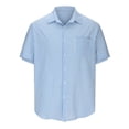 thumbnail image 4 of WTXUE Button-Up Shirts Short Sleeve, Notch Neck Shirts for Men Button Down Summer Beach Shirt Vacation Shirts Cotton Striped, Hawaiian Shirt Linen Shirts, Workwear for Men Blue L, 4 of 7