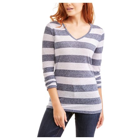 Faded Glory - Women's Essential Long Sleeve V-Neck T-Shirt - Walmart.com