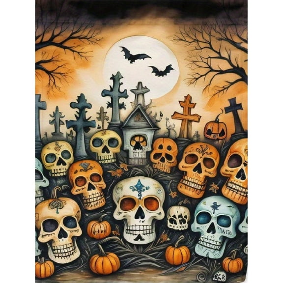 Diamond Art Painting Kits for Adults,Cemetery Skeleton 5D Diamond Painting Dots Art Kits for Adults Beginner, DIY Full Round Gem Crystal Art Paint by Diamond, Home Wall Decor 12x 16 in