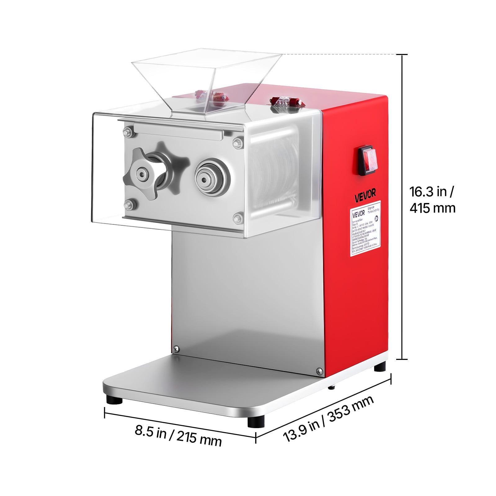 VEVOR Meat Cutting Machine, 850W Commercial Slicer, 3.5mm Heavy Duty Stainless Steel Blade Shredder for Boneless Meat Soft Vegetables, Electric Food Slicers for Kitchen Restaurant Supermarket