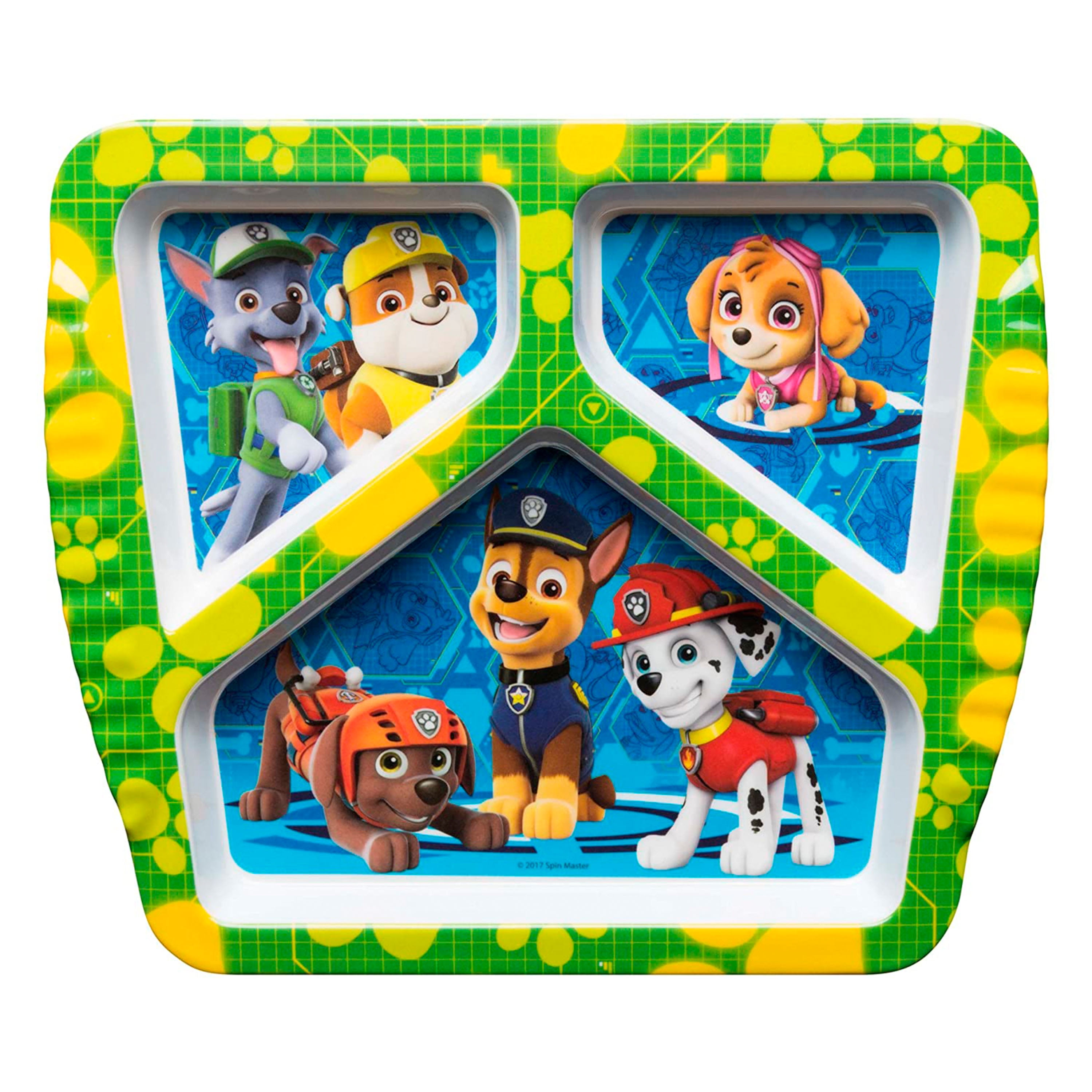 Paw Patrol ZAK! White, Blue & Red Banded Bamboo 3-Piece Dinnerware