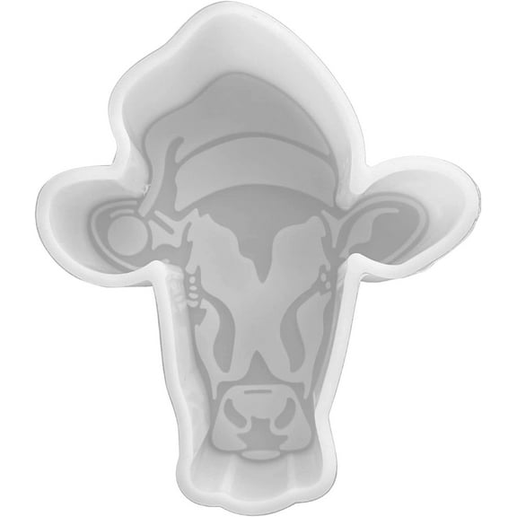 Christmas Cow Silicone Mold  4" Wide x 4.5" Long x 1" Deep  Silicone Mold for Freshies, Silicone Mold for Epoxy, Silicone Mold for Soap  Christmas Cow Design