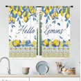 thumbnail image 2 of Lemon Kitchen Curtains 27.5Wx39H Inch Rod Pocket Rustic Yellow Fruit Farmhouse Flower Retro Blue Leaves Art Printed Summer Plant Living Room Bedroom Window Drapes Treatment Fabric 2 Panels, 2 of 5