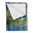 thumbnail image 2 of Beach Soft Flannel Fleece Throw Blanket, Tropical Island with Palm Trees Sunbeds Paradise Relaxation Summer Picture, Cozy Plush for Indoor and Outdoor Use, 50" x 70", Green Blue White, by Ambesonne, 2 of 5