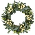 thumbnail image 1 of Corona de eucalipto verde, corona de hojas de eucalipto artificial con bayas grandes, corona de vegetación de primavera/verano para decoración de ventana de pared de puerta delantera-20 pulgadas Adepaton WMPH-734, 1 of 6