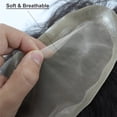 thumbnail image 3 of Men's Toupee Silk Base PU Around Real Human Hair Full Hand Tied Silk Top Straight Hair System Unit, 3 of 4