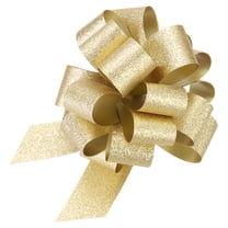 Uxcell 5pcs 4 Inch Large Pull Bow Glitter Gift Wrapping Big Pull Bows Ribbon Gold