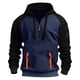 thumbnail image 5 of pstuiky manga larga de hombre, Sudadera deportiva informal de manga larga con capucha y cordón ajustable con media cremallera y bolsillo en color liso para hombre top de hombre xxxl, 5 of 5