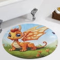 thumbnail image 4 of Cute Dragon Baby Washable Round Rug -Circle Area Rugs for Nursery Bedroom, Vintage Non Slip Non Shedding Low Pile Carpet for Living Room Coffee Table Entryway, 4 of 7