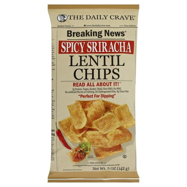 The Daily Crave Spicy Sriracha Lentil Chips, 5 Oz.