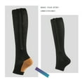 thumbnail image 3 of Aosijia 20-30mmHg Compression Stocking with Zipper 3 Pairs Women Calf Knee High Open Toe Socks for Yoga Walking Hiking, 3 of 10