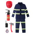 thumbnail image 2 of LIIPEE Boys Fireman Costumes Kids Fancy Dress Up With Accessories Clothes 7 Piece Party Outfits, 2 of 9