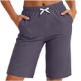 thumbnail image 5 of Byworldtasic Womens Bermuda Shorts Athletic Gym Wide Leg Knee Length Summer Elastic Waisted Pajama Pants with Pocket, 5 of 7
