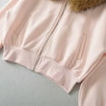 thumbnail image 5 of Womens Cropped Jackets Detachable Faux Fur Collar Hooded Full Zip Tunic Cardigan Casual Stylish Outwear With Pockets (S, White), 5 of 5