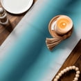 thumbnail image 3 of Turquoise Grey Ombre Table Runner 72 Inches, Farmhouse Gradient Minimalist Bed Runner Dresser Scarves Tabletop for Indoor Outdoor Parties/Ceremony/Banquet, 18" x 72", 3 of 8