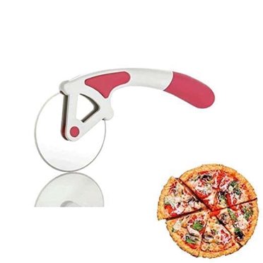Pizza Cutter and Cake Cutter Food Grade Stainless Steel Pizza Cutter Wheel - Smooth Rotating Pizza Slicer Cutter Wheel with Non Slip Ergonomic Handle (Pink)