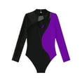 thumbnail image 4 of TiaoBug Kids Girls Sparkle Metallic Long Sleeve Gymnastics Leotard Unitard Tumbling Workout Ballet Dance Bodysuit Dancewear Purple 10, 4 of 5