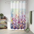 thumbnail image 6 of No Hook Shower Curtain, Blue Spring Floral Shower Curtains for Bathroom with See Through Top Window, Summer Daisy Botanical Oil Painting Waterproof & Washable Bath Curtain Stand Up Stall 36"x72", 6 of 9