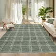 thumbnail image 2 of Hasoo 8' x 10' Area Rug for Living Room Washable Modern Plaid Non Slip Non Shedding Neutral Indoor Decor Carpet, Green, 2 of 6