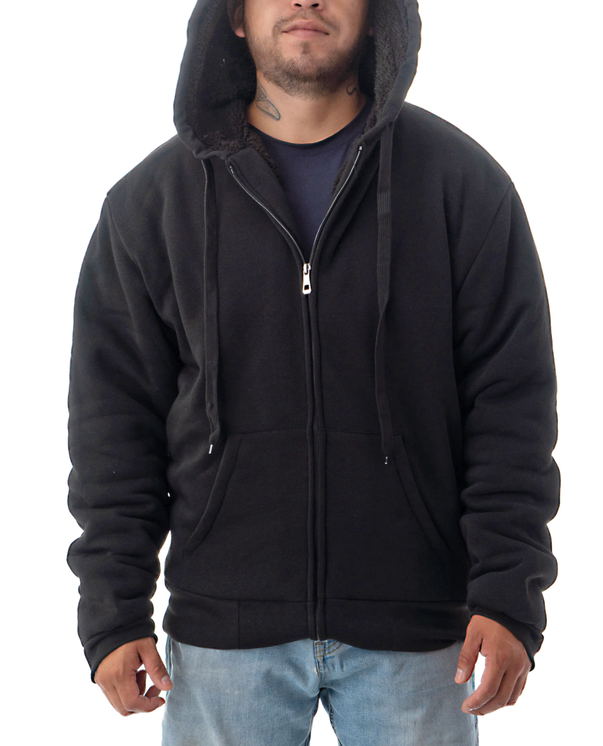 Jvini Men's Ultra Soft Sherpa Lined Full Zip Hoodie photo 2