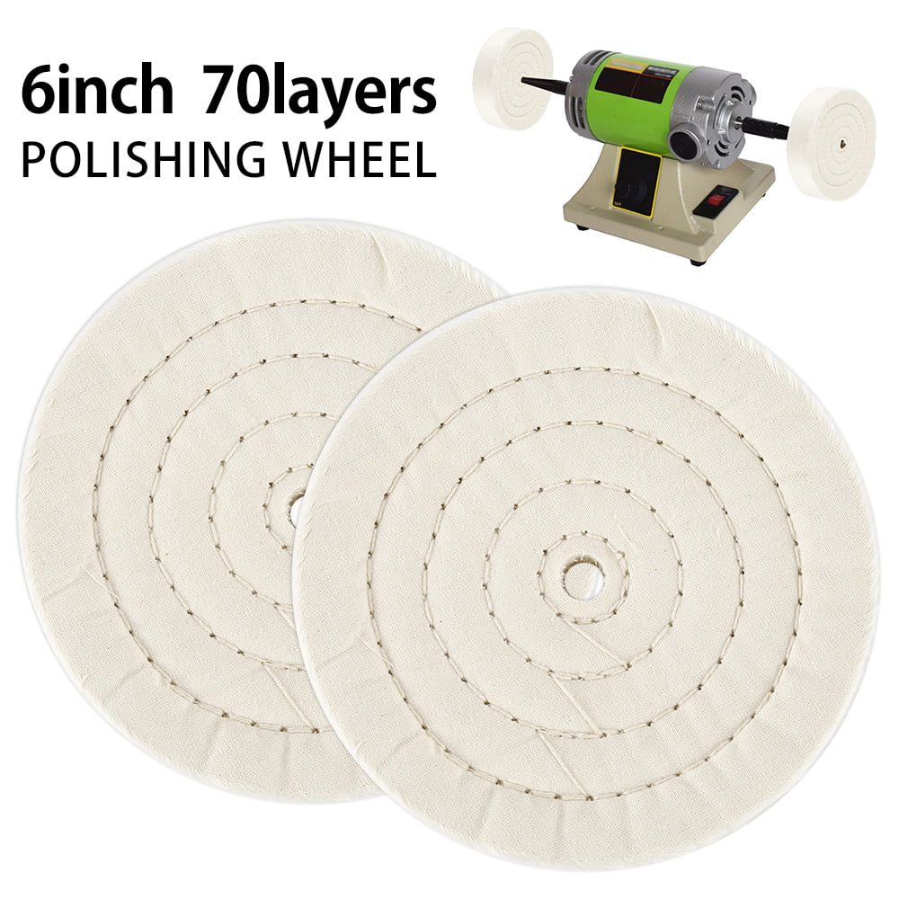 4Pcs 6inch Spiral Stitched Cotton Buffing Polishing Wheel For Bench Grinder 