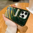 thumbnail image 3 of iPhone 14 Pro Max Holographic Case, Cute Laser 3D Curly Water Ripple Bling Glitter Luxury Wave Shape Phone case for Women Girls Silicone Protection Cover (Gradient Green), 3 of 13