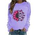 thumbnail image 2 of Sweatshirts for Women Plus Size Crewneck Long Sleeve Casual Print Loose Sweatshirt Purple XL, 2 of 4